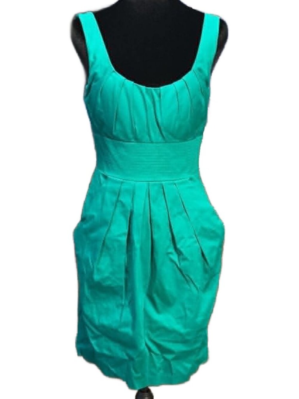 B Darlin Kelly Green Scoop Neck Pleated Midi Dress